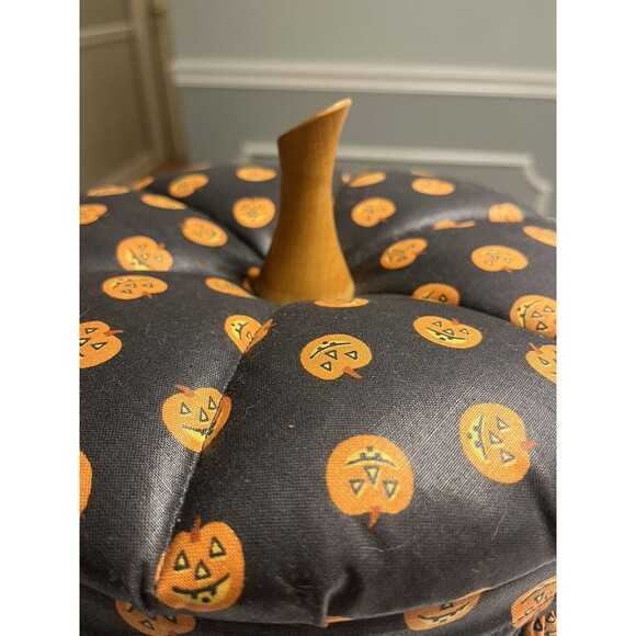 Longaberger Pumpkin Fall Stem Lid Basket Jack O' Lantern Liner Protector Combo - Picture 7 of 15